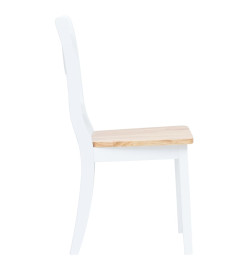 Chaises à manger lot de 4 blanc/bois clair bois d'hévéa massif