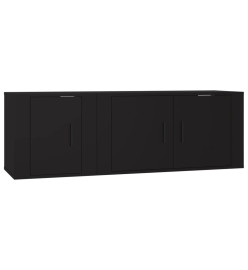 Ensemble de meubles TV 2 pcs noir bois d'ingénierie