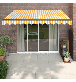 Auvent rétractable jaune et blanc 3,5x2,5 m tissu et aluminium