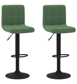 Tabourets de bar lot de 2 vert foncé velours