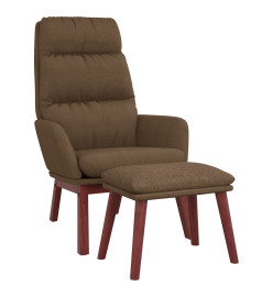 Chaise de relaxation avec tabouret Marron Tissu