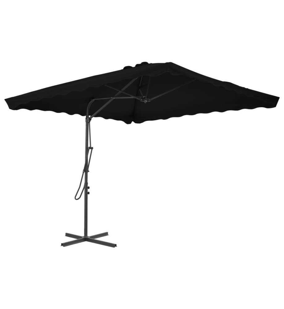 Parasol d'extérieur avec mât en acier Noir 250x250x230 cm