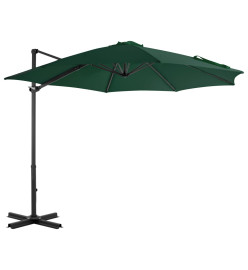 Parasol en porte-à-faux et poteau en aluminium 300 cm Vert