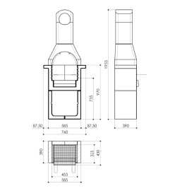 Support de barbecue au charbon de bois Béton avec cheminée