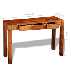 Table console avec 3 tiroirs 80 cm Bois massif