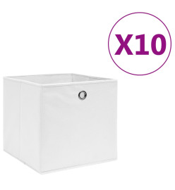 Boîtes de rangement 10 pcs Tissu intissé 28x28x28 cm Blanc