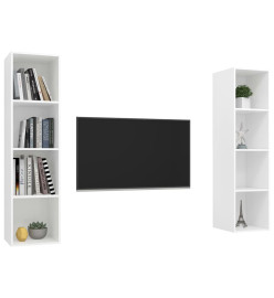 Meubles TV muraux 2 pcs Blanc Aggloméré