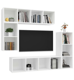 Ensemble de meubles TV 4 pcs Blanc Bois d'ingénierie