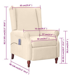 Fauteuil inclinable de massage Crème Tissu