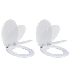 Siège de toilette et couvercle à fermeture douce 2pcs MDF Blanc