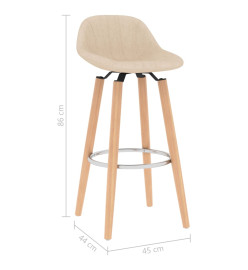 Tabourets de bar lot de 2 crème tissu