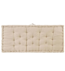 Coussin de plancher de palette Coton 120x80x10 cm Beige