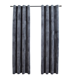 Rideaux occultants et anneaux 2pcs Velours Anthracite 140x175cm