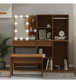 Ensemble de coiffeuse avec LED Chêne marron Bois d'ingénierie