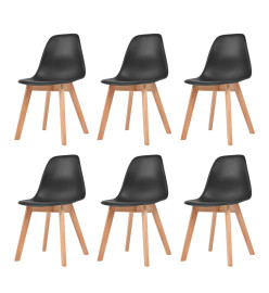 Chaises à manger lot de 6 Noir Plastique