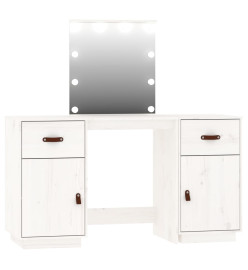 Ensemble de coiffeuse avec LED Blanc Bois de pin solide