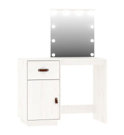 Ensemble de coiffeuse avec LED Blanc Bois de pin solide