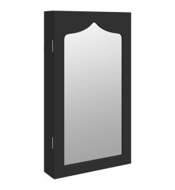 Armoire à bijoux avec miroir murale noir 37,5x10x67 cm