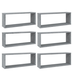 Étagères murales cube 6 pcs Sonoma gris 60x15x23 cm Bois