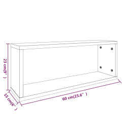 Étagères murales cube 6 pcs Sonoma gris 60x15x23 cm Bois