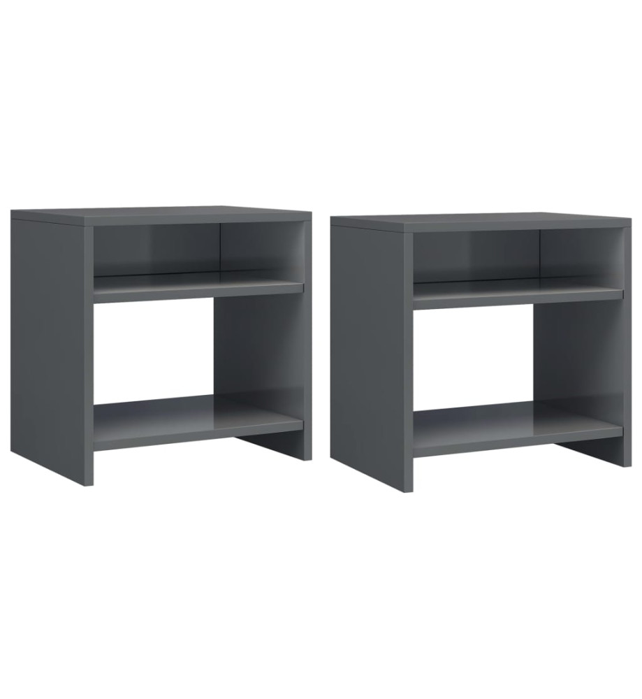 2 pcs Tables de chevet Gris brillant 40 x 30 x 40 cm Aggloméré