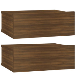 Tables de chevet flottantes 2 pcs Chêne marron 40x30x15 cm