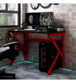 Bureau de jeu et pieds en forme de K Noir et rouge 110x60x75 cm