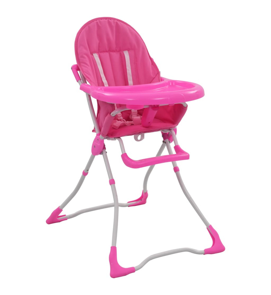 Chaise haute pour bébé Rose et blanc