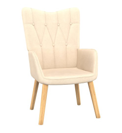 Chaise de relaxation avec tabouret Crème Tissu