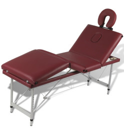 Table pliable de massage Rouge 4 zones avec cadre en aluminium