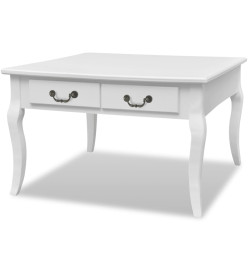 Table basse avec 4 tiroirs Blanc