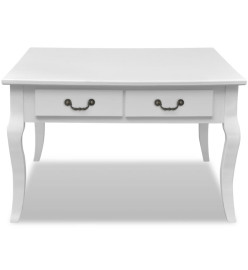 Table basse avec 4 tiroirs Blanc