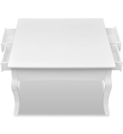 Table basse avec 4 tiroirs Blanc