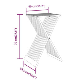 Tabouret pliant 40x32,5x70 cm Bois massif de teck