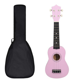 Jeu de ukulélé soprano avec sac pour enfants Rose 21"