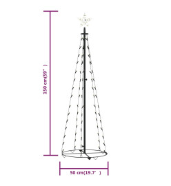 Sapin de Noël cône 84 LED blanc chaud Décoration 50x150 cm