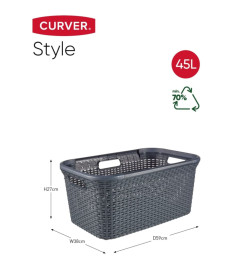 Curver Ensemble de paniers à linge Style 2x45 L Anthracite