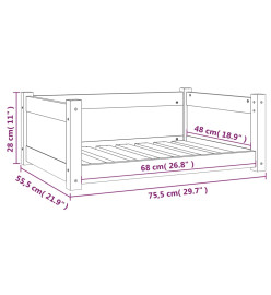 Lit pour chien 75,5x55,5x28 cm Bois massif de pin