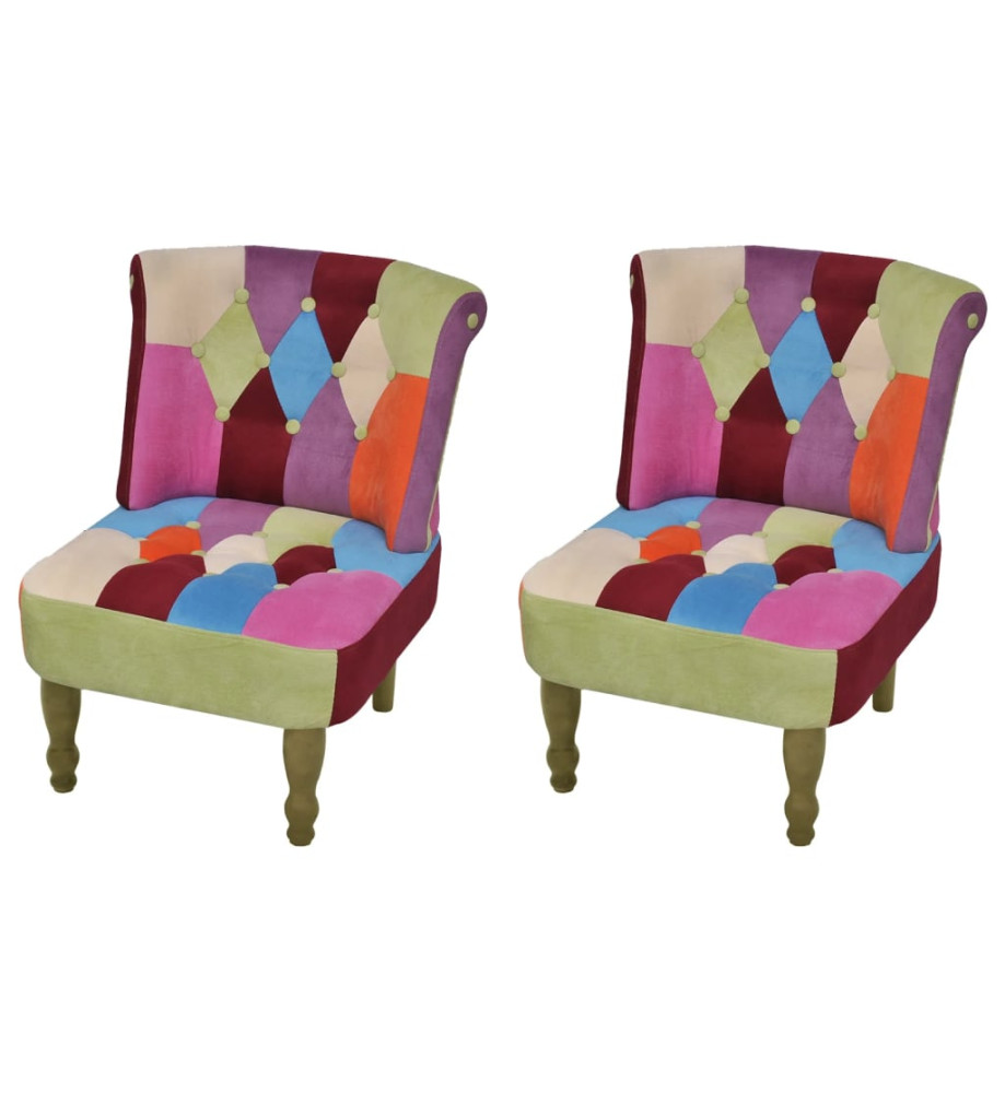 Chaises en style français lot de 2 avec design patchwork tissu