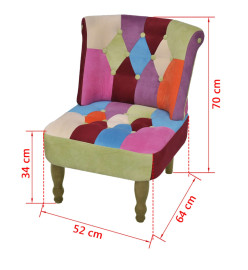 Chaises en style français lot de 2 avec design patchwork tissu