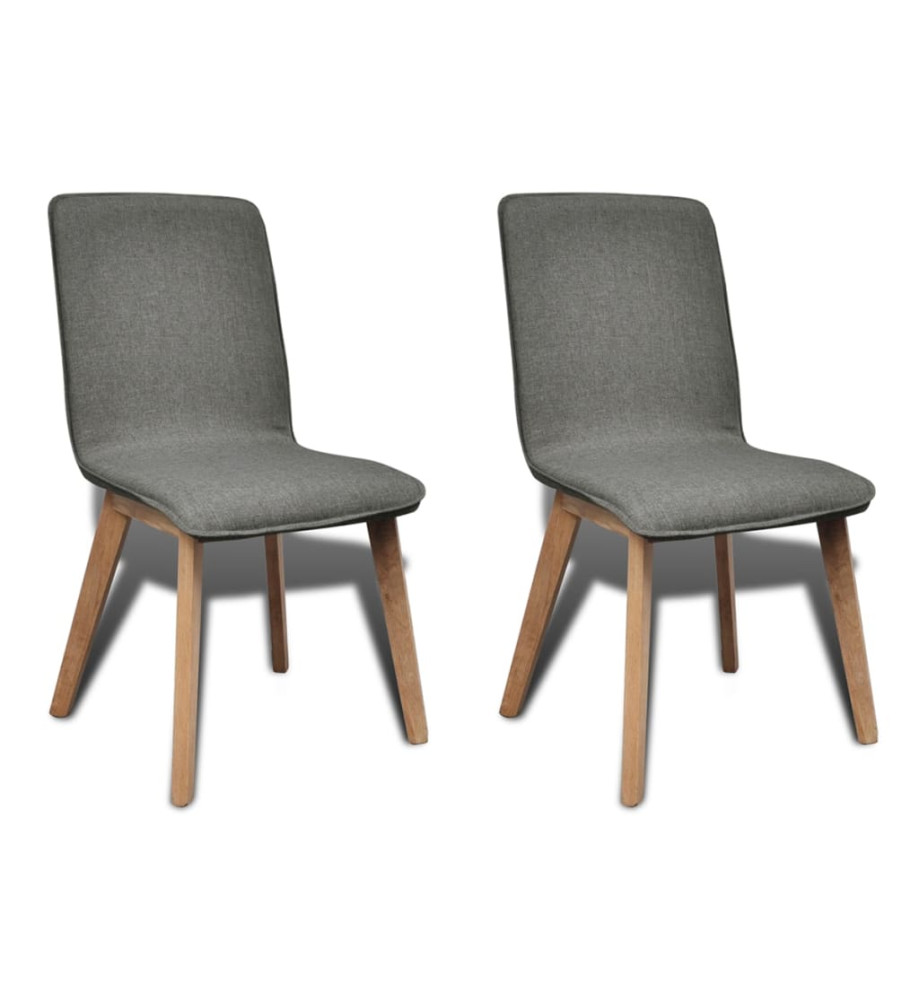 Chaises à manger lot de 2 gris clair tissu et chêne massif