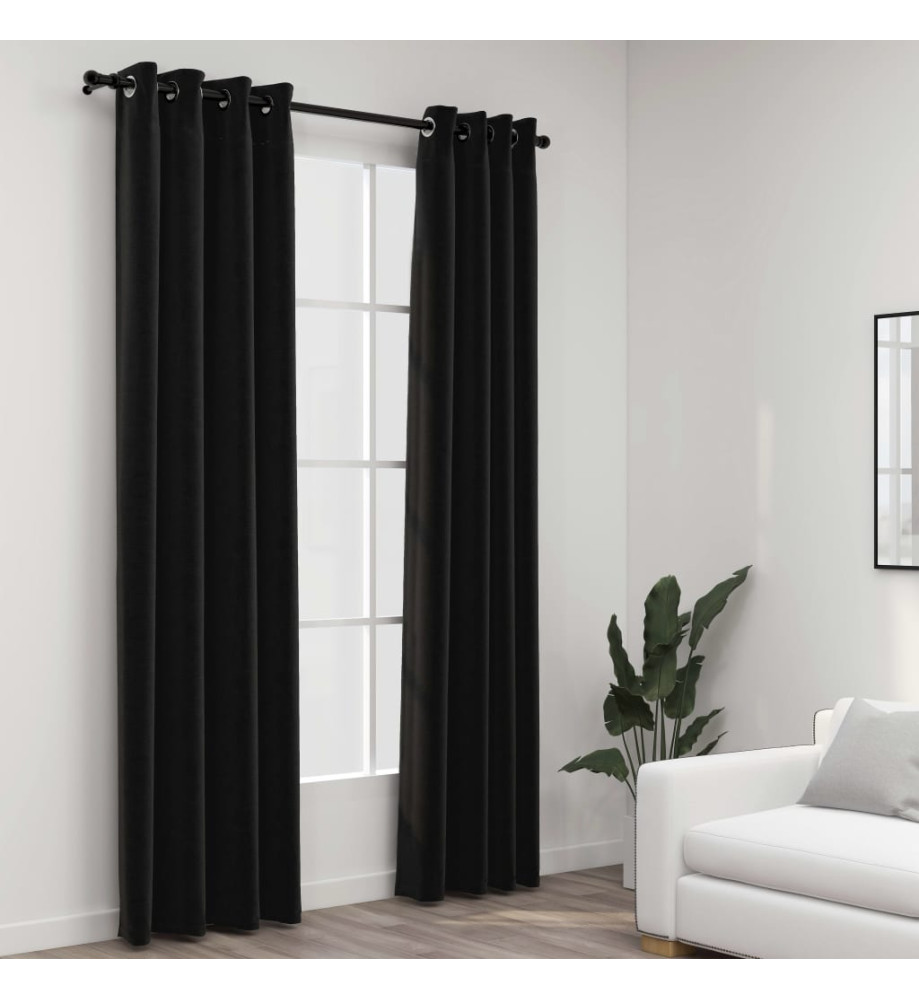 Rideaux occultants Aspect de lin 2 pcs Anthracite 140x245 cm