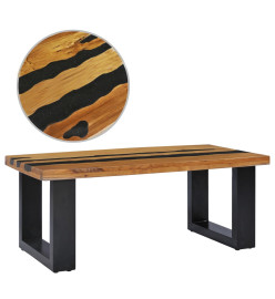 Table basse 100x50x40 cm Bois de teck massif et pierre de lave