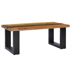 Table basse 100x50x40 cm Bois de teck massif et pierre de lave