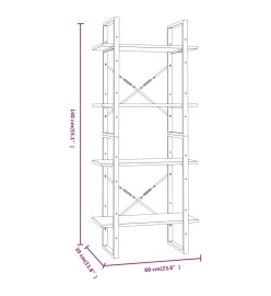 Bibliothèque 4 niveaux Chêne brun 60x30x140cm Bois d'ingénierie