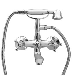 Robinet de baignoire à 2 poignées et déviateur de douche Chrome