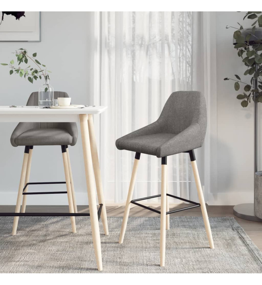 Tabourets de bar lot de 2 gris clair tissu