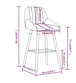 Tabourets de bar lot de 2 gris clair tissu