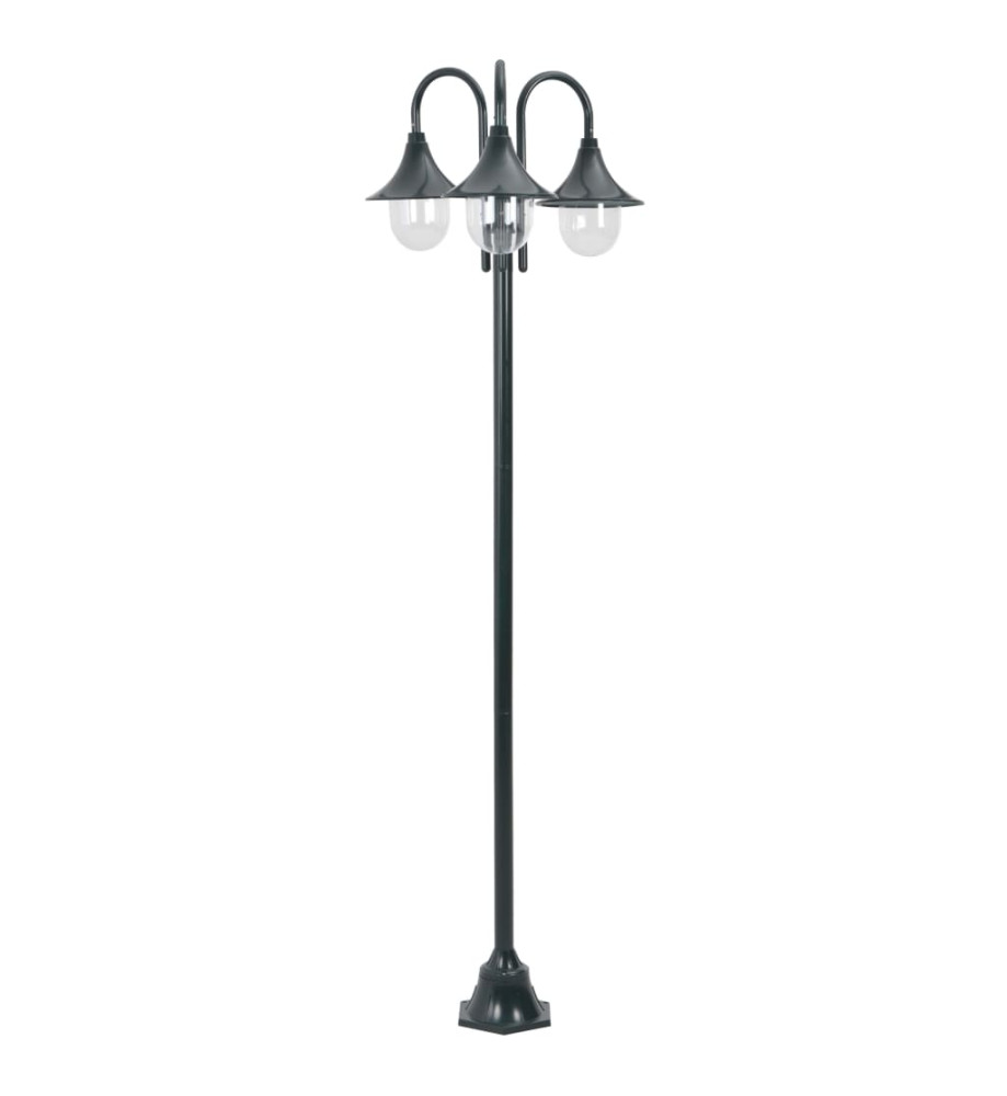 Lampadaire de jardin E27 220cm Aluminium 3 lanternes Vert foncé