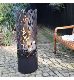 Esschert Design Baril à feu Flames Acier au carbone Noir FF408